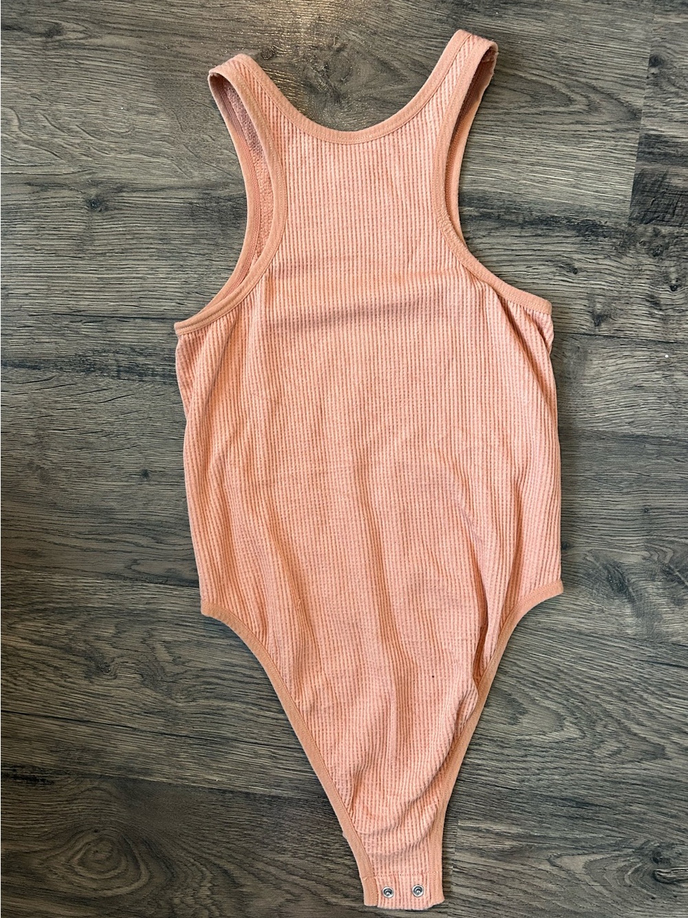 Peach Ribbed halter Tank Bodysuit